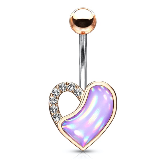 Mabel Heart Stone Navel Ring - Picture 1 of 1